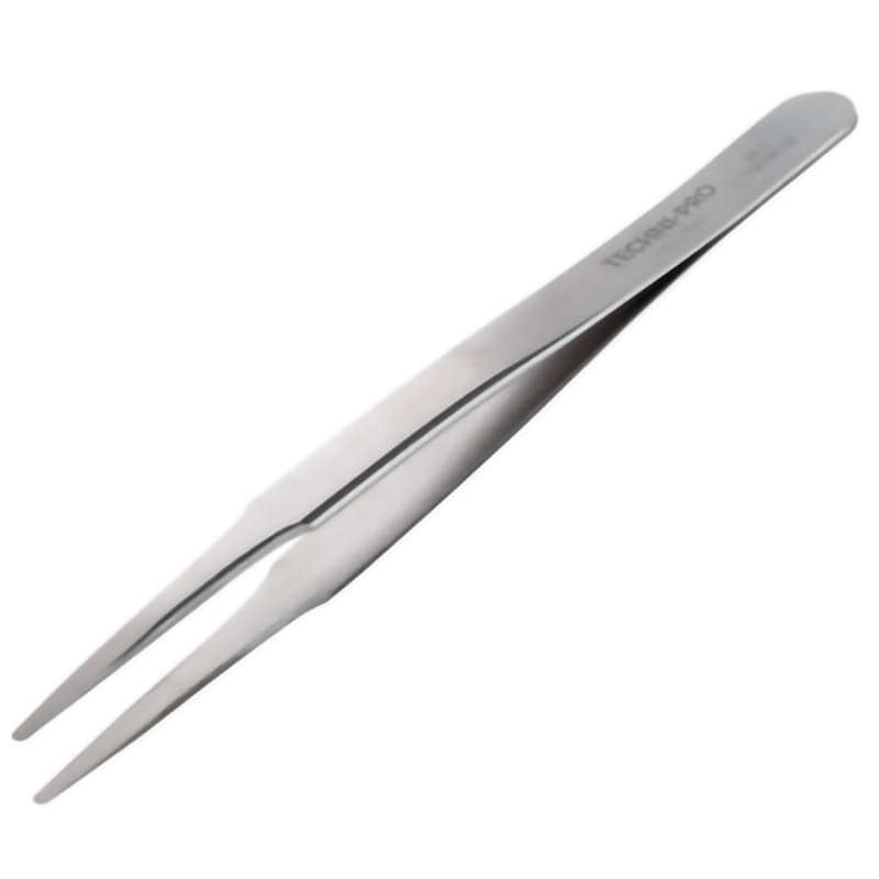 High Precision Tweezers, Style 2A, Carbon Steel, Very Fine, Round, Flat, 4.7"